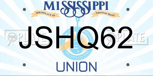 JSHQ62 Mississippi License Plate
