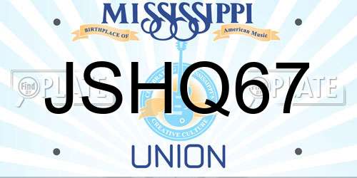 JSHQ67 Mississippi License Plate