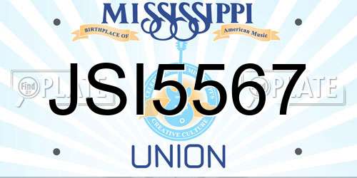 JSI5567 Mississippi License Plate