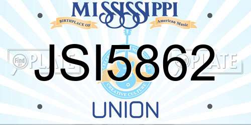 JSI5862 Mississippi License Plate