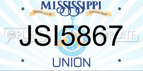 JSI5867 Mississippi License Plate