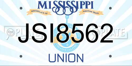 JSI8562 Mississippi License Plate