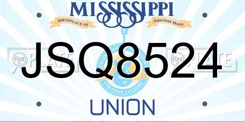 JSQ8524 Mississippi License Plate