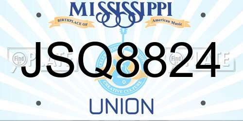 JSQ8824 Mississippi License Plate