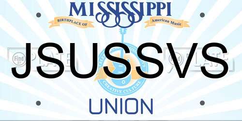 JSUSSVS Mississippi License Plate