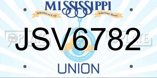 JSV6782 Mississippi License Plate