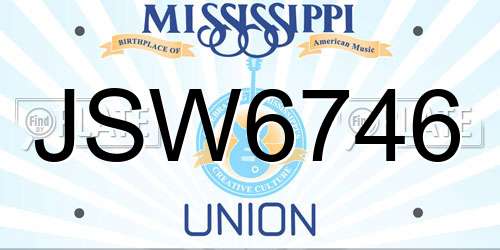 JSW6746 Mississippi License Plate