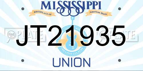 JT21935 Mississippi License Plate