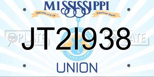 JT2I938 Mississippi License Plate