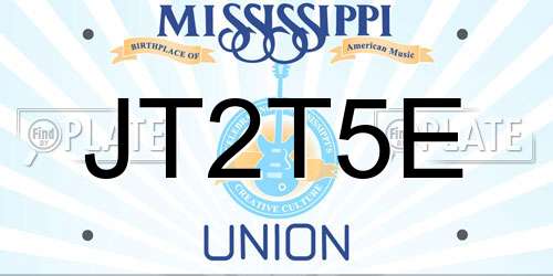 JT2T5E Mississippi License Plate