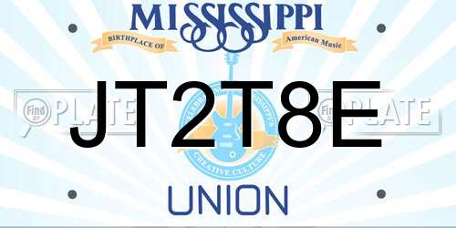 JT2T8E Mississippi License Plate