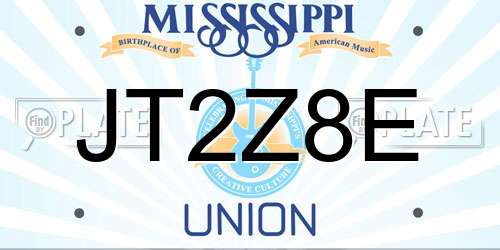 JT2Z8E Mississippi License Plate