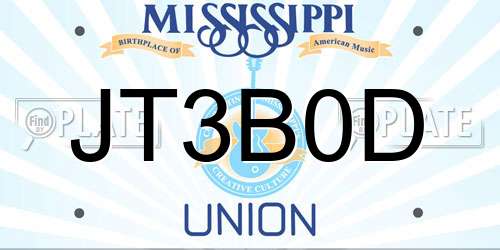 JT3B0D Mississippi License Plate