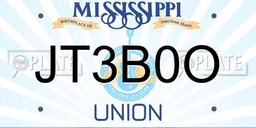 JT3B0O Mississippi License Plate