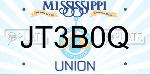 JT3B0Q Mississippi License Plate