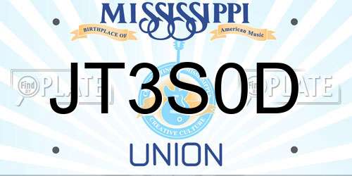 JT3S0D Mississippi License Plate