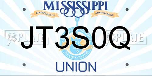 JT3S0Q Mississippi License Plate