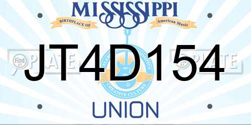 JT4D154 Mississippi License Plate