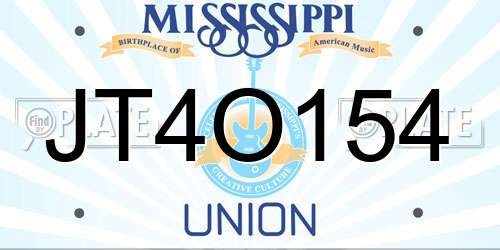 JT4O154 Mississippi License Plate