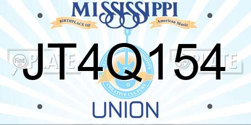 JT4Q154 Mississippi License Plate