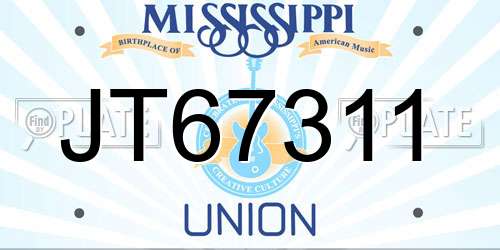 JT67311 Mississippi License Plate