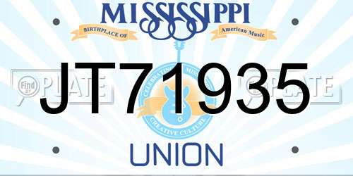 JT71935 Mississippi License Plate