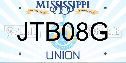 JTB08G Mississippi License Plate
