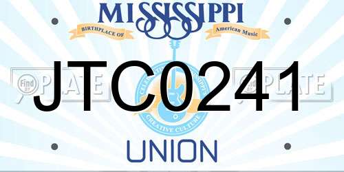 JTC0241 Mississippi License Plate