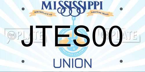 JTES00 Mississippi License Plate