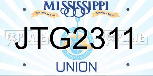 JTG2311 Mississippi License Plate