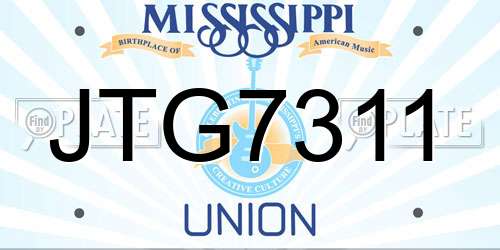 JTG7311 Mississippi License Plate