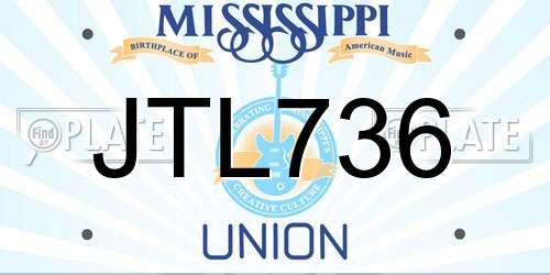 JTL736 Mississippi License Plate