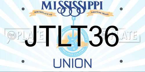 JTLT36 Mississippi License Plate