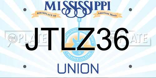 JTLZ36 Mississippi License Plate