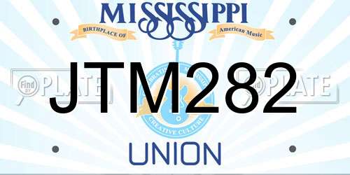 JTM282 Mississippi License Plate
