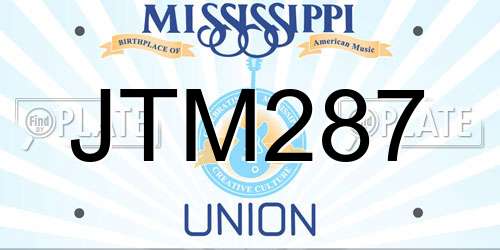 JTM287 Mississippi License Plate