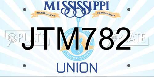 JTM782 Mississippi License Plate