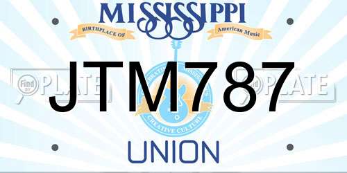 JTM787 Mississippi License Plate