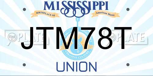 JTM78T Mississippi License Plate
