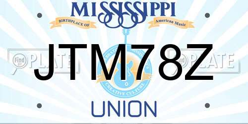 JTM78Z Mississippi License Plate