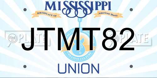 JTMT82 Mississippi License Plate