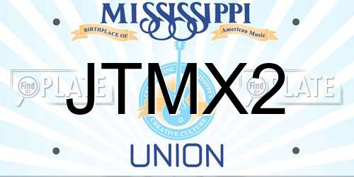 JTMX2 Mississippi License Plate