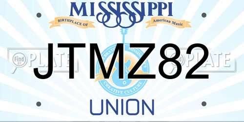 JTMZ82 Mississippi License Plate