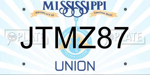 JTMZ87 Mississippi License Plate