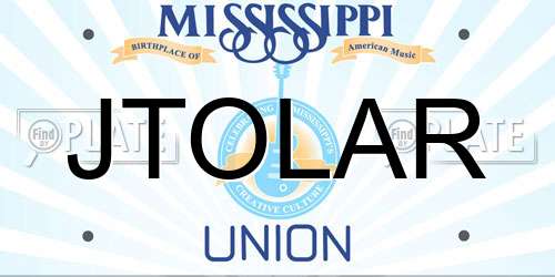 JTOLAR Mississippi License Plate