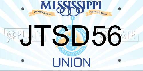 JTSD56 Mississippi License Plate