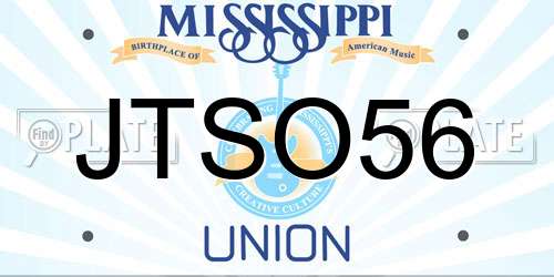 JTSO56 Mississippi License Plate