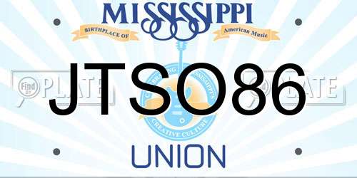JTSO86 Mississippi License Plate