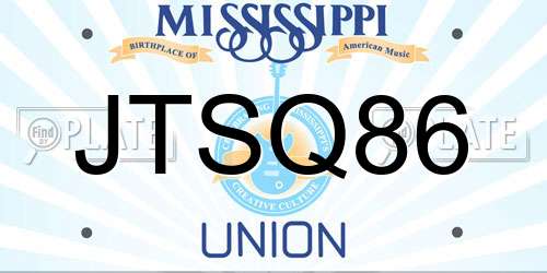 JTSQ86 Mississippi License Plate