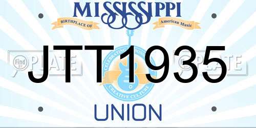 JTT1935 Mississippi License Plate